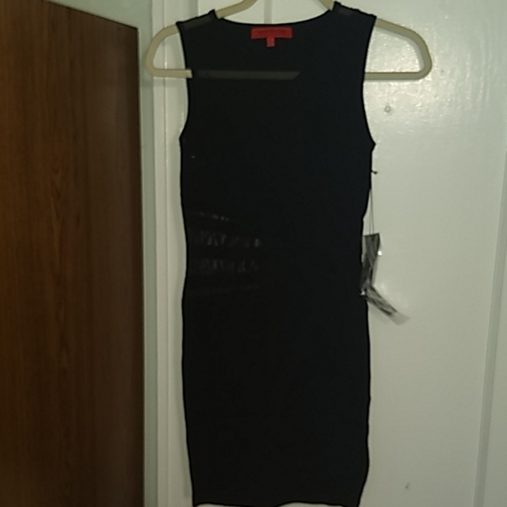 Black Wow Couture dress w/ mesh detail on midrift